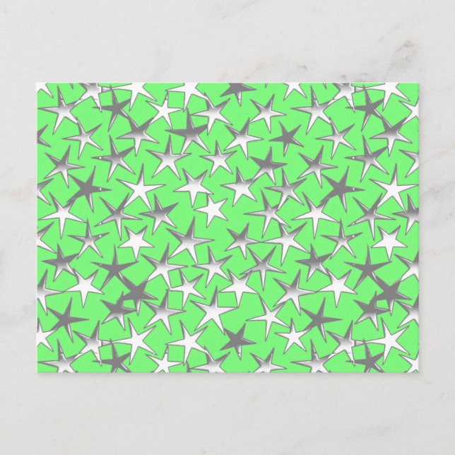 Postal Estrellas plateadas en verde lima (Anverso)