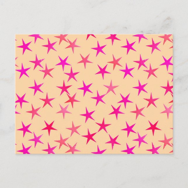 Postal Estrellas satinadas, tonos rosas sobre melocotón (Anverso)