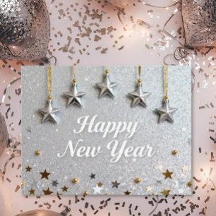 Postal Estrellas Suspendidas Feliz Año Nuevo Chic Moderno