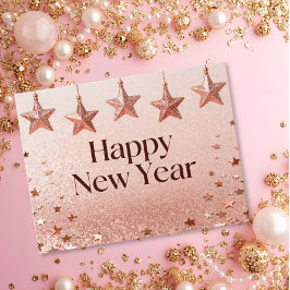 Postal Estrellas Suspendidas Feliz Año Nuevo Chic Moderno