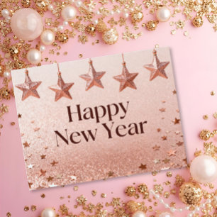 Postal Estrellas Suspendidas Feliz Año Nuevo Chic Moderno