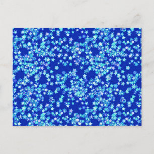 Postal Estrellas, tonos de azul pálido contra azul oscuro