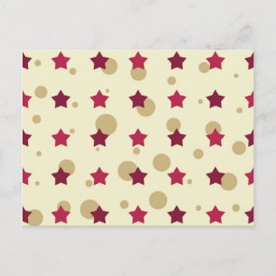 Postal Estrellas Y Círculos Oro Y Cranberry