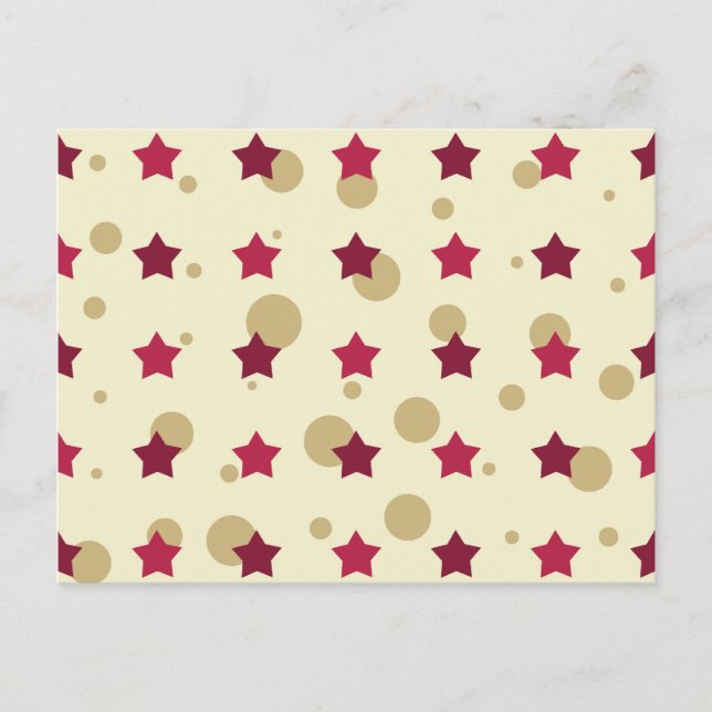 Postal Estrellas Y Círculos Oro Y Cranberry (Anverso)