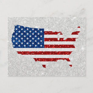Postal Estrellas y rayas de la bandera de Estados Unidos