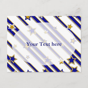 Postal Estrellas y rayas Patrón de oro azul + tus ideas