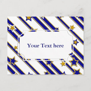 Postal Estrellas y rayas Patrón de oro azul + tus ideas