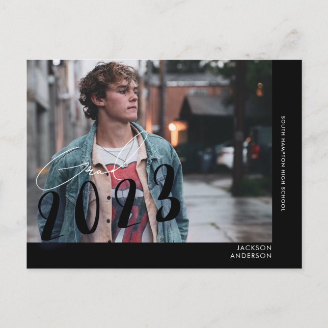 Postal Estudiante contemporáneo Graduación de Foto Casual (Anverso)