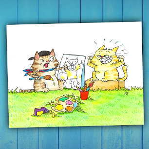Postal Estudiante de arte de gato