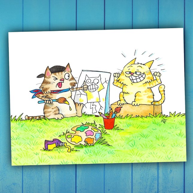 Postal Estudiante de arte de gato (Subido por el creador)
