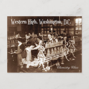 Postal Estudiantes en clase de química (vintage)