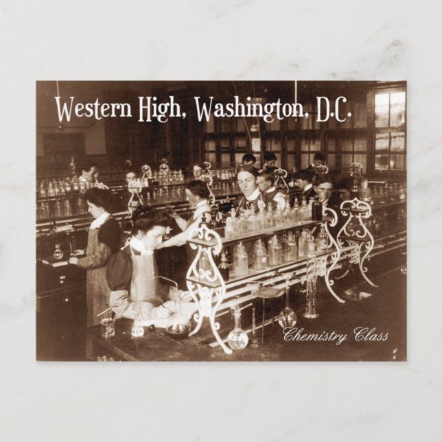 Postal Estudiantes en clase de química (vintage) (Anverso)