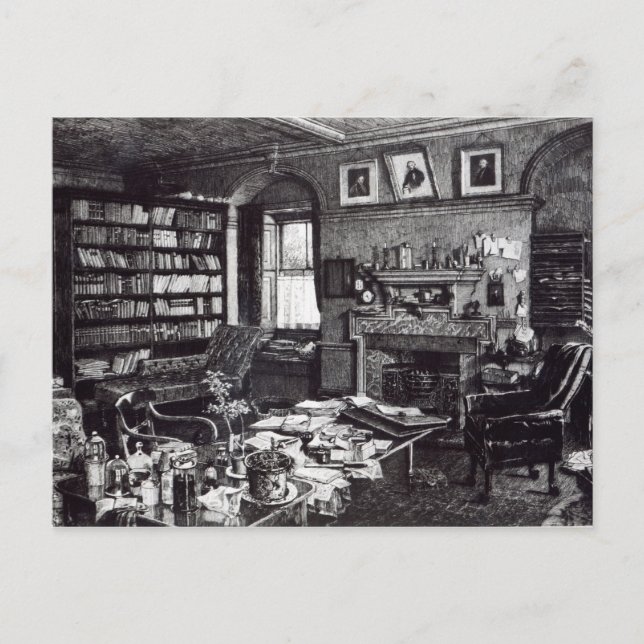 Postal Estudio de Charles Darwin en Down House, 1882 (Anverso)