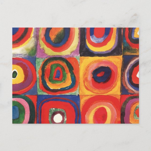 Postal Estudio de color de Kandinsky Cuadrados Círculos A (Anverso)
