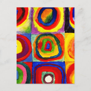 Postal Estudio de color de Kandinsky Cuadrados Círculos A