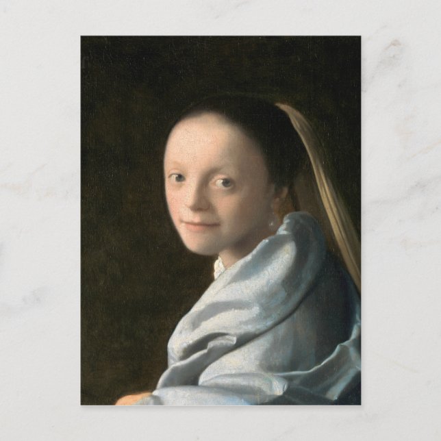 Postal Estudio de Johannes Vermeer sobre una joven mujer (Anverso)