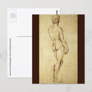 Postal Estudio de la estatua de David de Miguel Ángel por