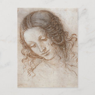 Postal Estudio de Leonardo da Vinci de la cabeza de Leda