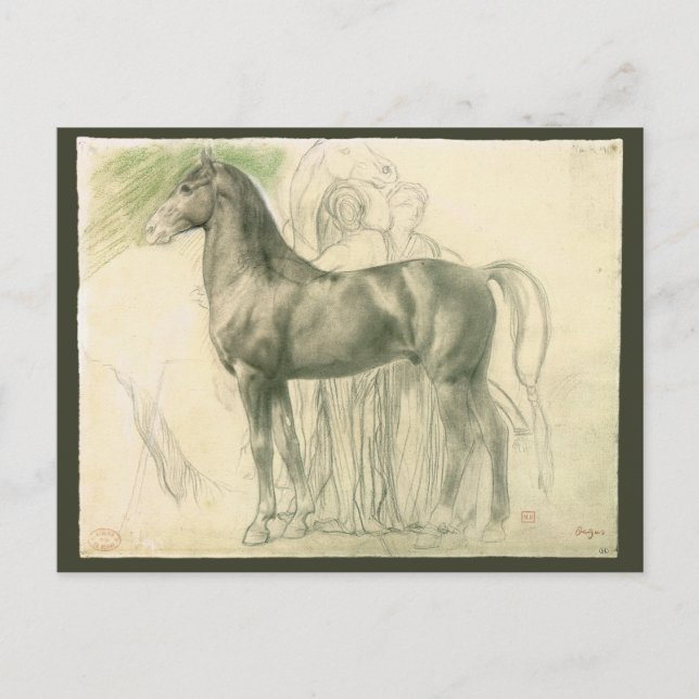 Postal Estudio de un caballo por Edgar Degas, Bella Artes (Anverso)