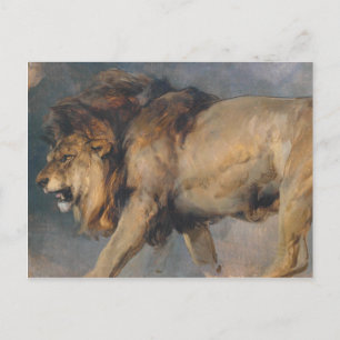 Postal Estudio de un león (por Edwin Henry Landseer)