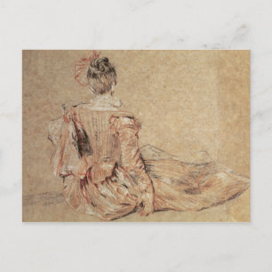 Postal Estudio de una mujer vista desde atrás, 1716-18