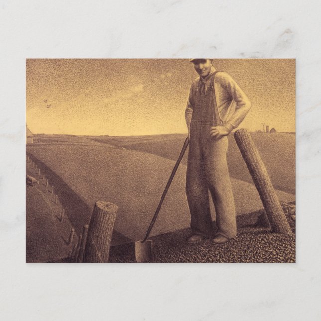 Postal Estudio para En la Primavera, 1939 por Grant Wood (Anverso)