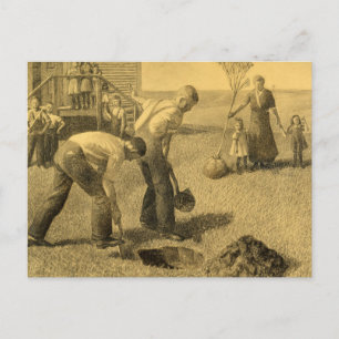 Postal Estudio para Grupo de Plantación de Árboles, 1937 