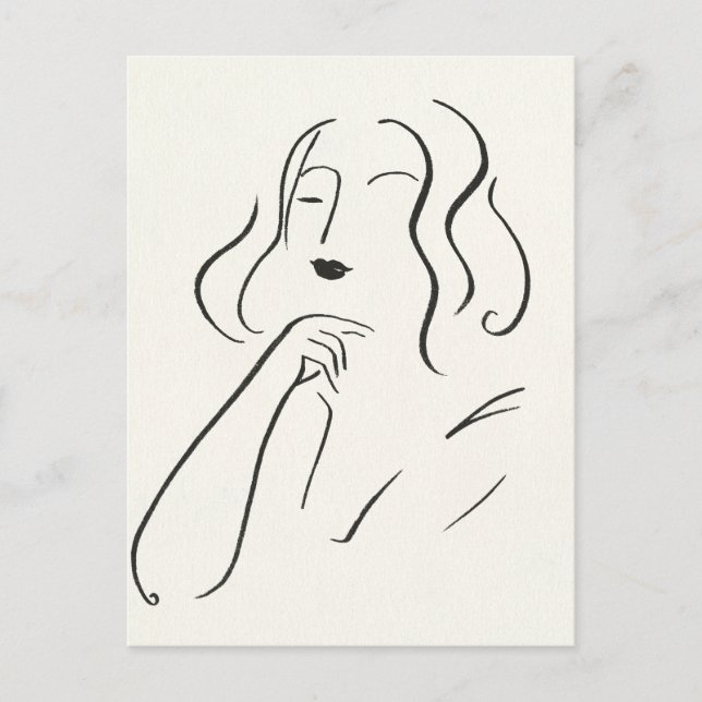 Postal Estudio simple - Esbozo de una mujer (Anverso)