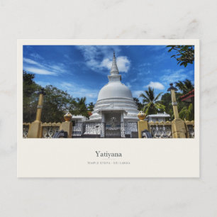 Postal Estupa blanca en el Templo Yatiyana en Sri Lanka