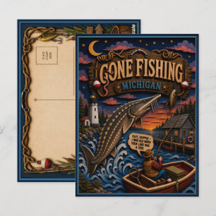 Postal Esturión del Lago Michigan Gone Fishing