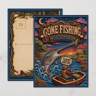 Postal Esturión del lago Oklahoma Gone Fishing
