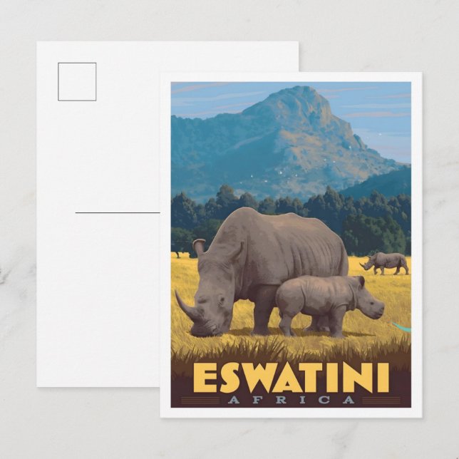 Postal Eswatini África Viajes Antiguos (Anverso / Reverso)