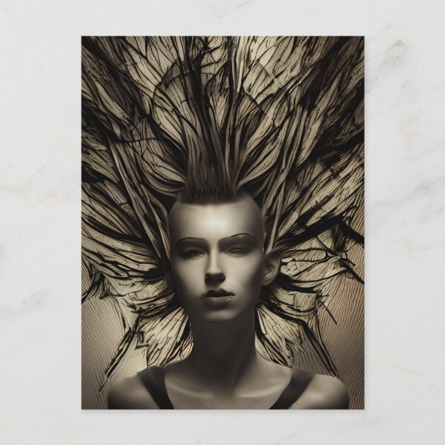 Postal Etéreo distópico Surreal Abstract Woman (Anverso)