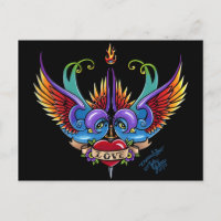 Eterno amor Rainbow Swallow Tattoo Postcard
