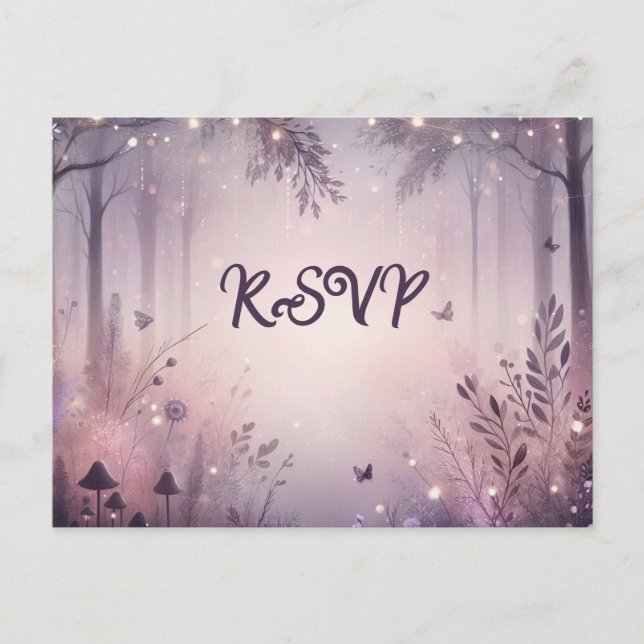 Postal Ethereal Fairy Lights Forest RSVP (Anverso)