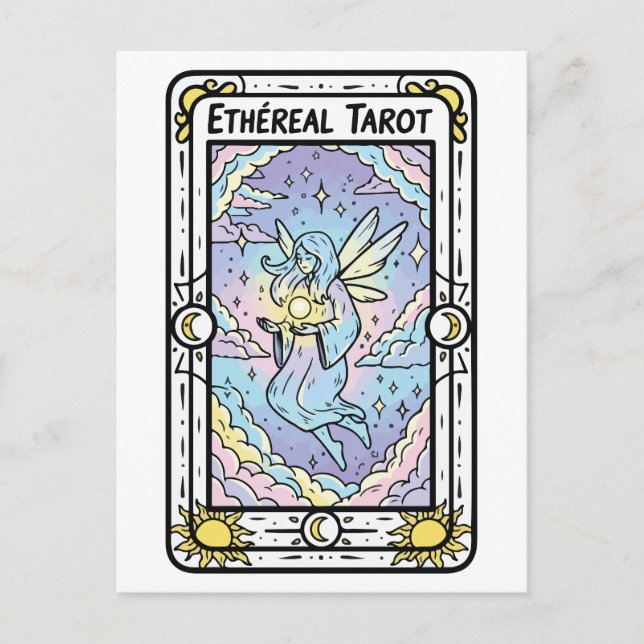Postal Ethereal Tarot - Hada con bola de cristal (Anverso)