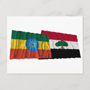 Postal Etiopía y Oromia ondeando banderas