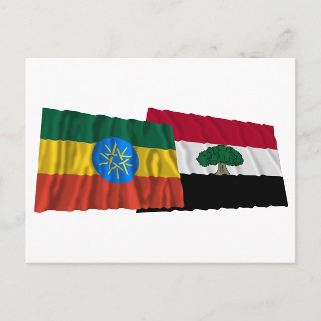Postal Etiopía y Oromia ondeando banderas (Anverso)