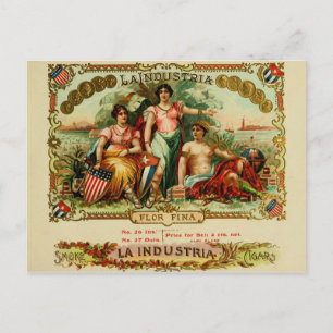 Postal Etiqueta Antigua de Caja de Cigarros