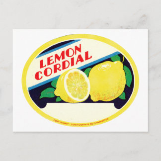 Postal Etiqueta cordial de limón vintage
