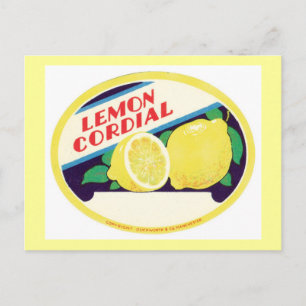 Postal Etiqueta cordial de limón vintage
