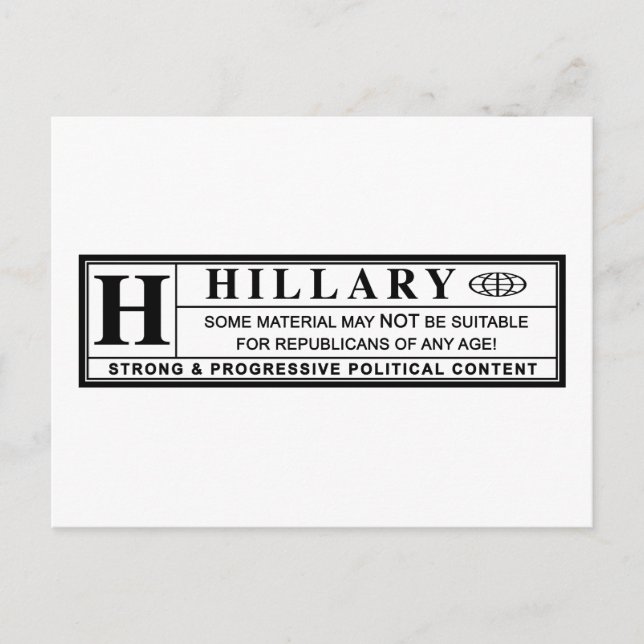 Postal Etiqueta de advertencia de Hillary Clinton (Anverso)