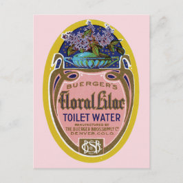 Postal Etiqueta de agua de inodoro de lámina floral vinta