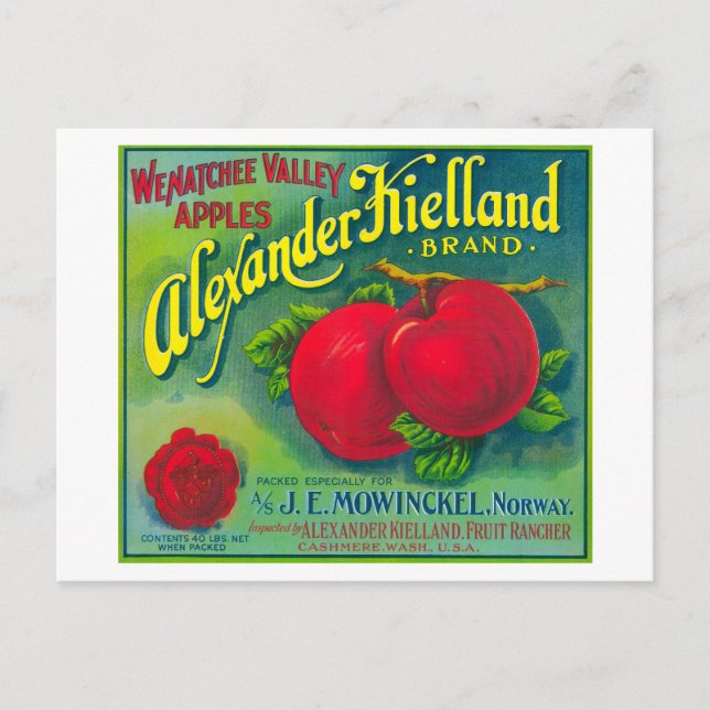Postal Etiqueta de Apple Alexander Kielland - Cashmere, W (Anverso)