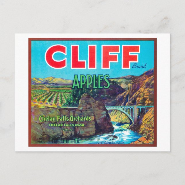 Postal Etiqueta de Apple Cliff - Chelan Falls, WA (Anverso)