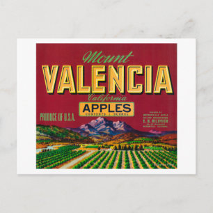 Postal Etiqueta de Apple del Monte Valencia - Watsonville