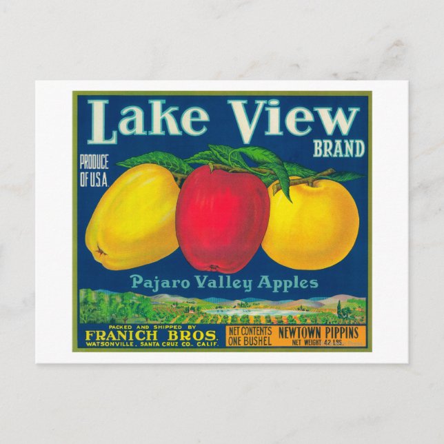 Postal Etiqueta de Apple Lake View - Watsonville, CA (Anverso)