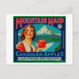 Postal Etiqueta de Apple Maid de Montaña de Canadá