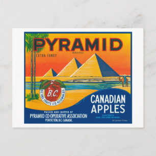 Postal Etiqueta de Apple Pyramid - Penticton B.C. Canadá
