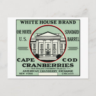 Postal Etiqueta de arándano de marca de la Casa Blanca de